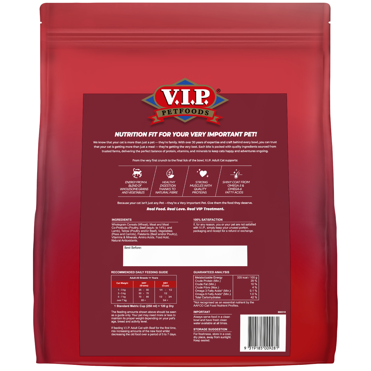 Vip 6kg Beef Dry Cat Food - Complete Nutrition for Adult Cats - Australian Made - SuperSaverAU - view 2