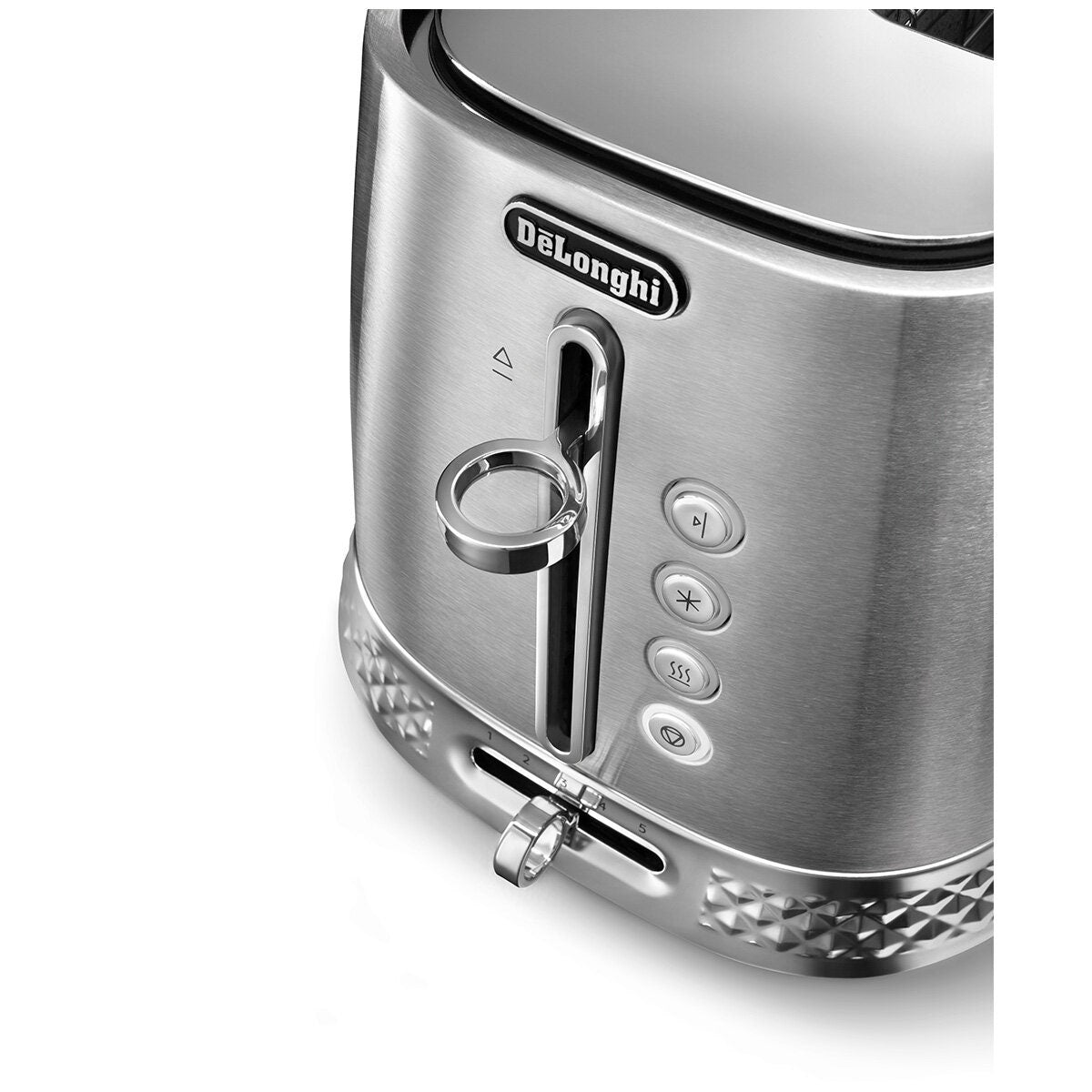 DeLonghi 2 Slice Long Slot Toaster - Silver Finish, Progressive Browning Control, Extra Lift - CTV3003M