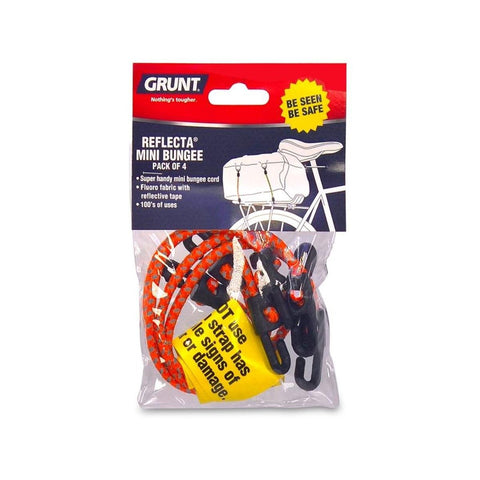 GRUNT Mini Reflecta Bungee Strap - 250mm - Rubber - Reflective - 4 Pack - SuperSaverAU - view 1