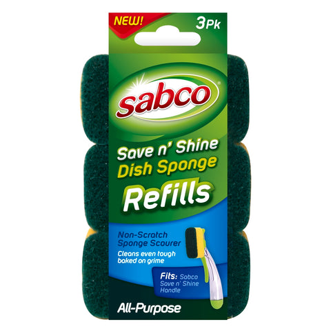 Sabco Save N' Shine Sponge Refill 3 Pack, All-Purpose Scourers