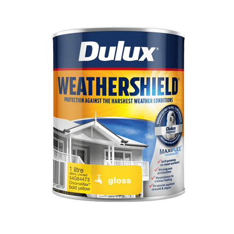 Dulux Weathershield 1L Bold Yellow Gloss Exterior Paint