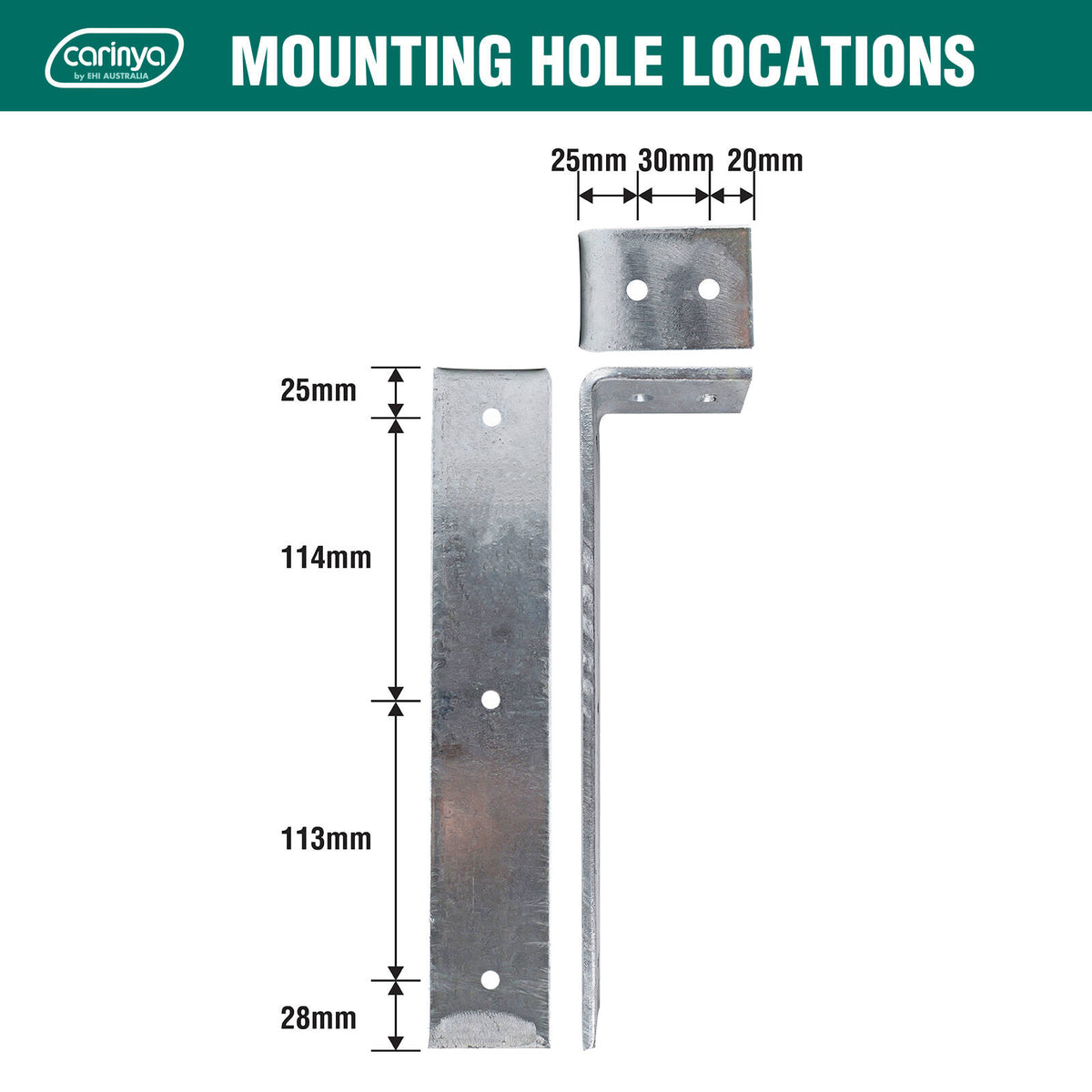 Carinya 280 x 75mm Galvanised Steel Heavy-Duty Multi-Orientation Angle Bracket, 75kg
