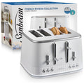 Sunbeam 4 slice toaster - white with silver accents, seven browning levels, high lift lever - TAM8104WH