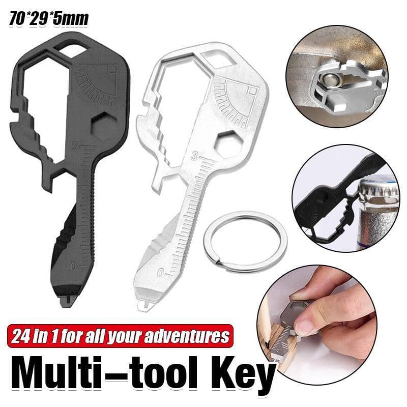 24-In-1 Key Shaped Multi-Tool with Bottle Opener and Ruler - Black - view 2
