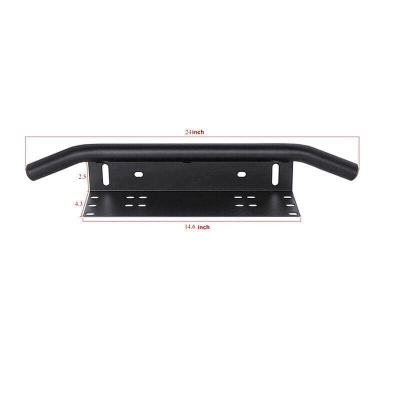 24 Inch (61 cm) Bull Bar Front Number Plate Mount Bracket with LED Light Holder, Black - view 4