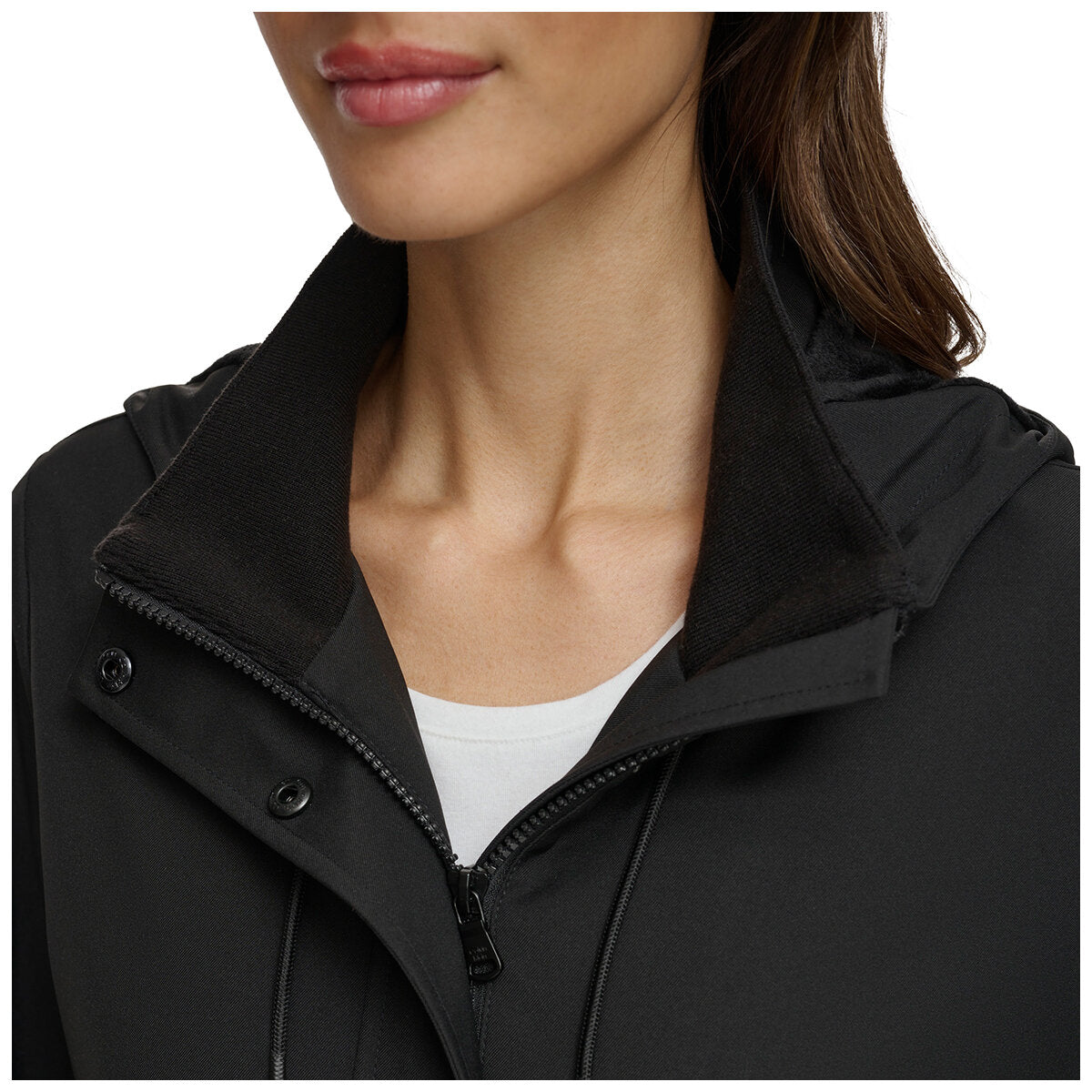 Calvin Klein Velboa Lined Lightweight Jacket Black Small - Water-Resistant, Windproof, Hooded