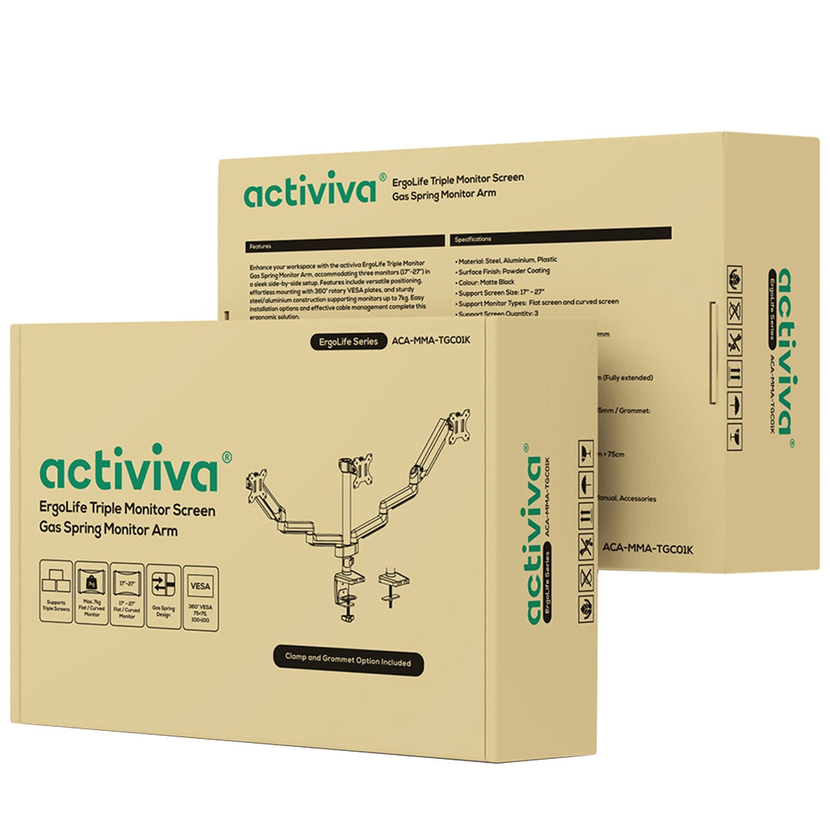 Activiva ErgoLife Triple Monitor Screen Gas Spring Monitor Arm ACA-MMA-TGC01K - SuperSaverAU - view 6