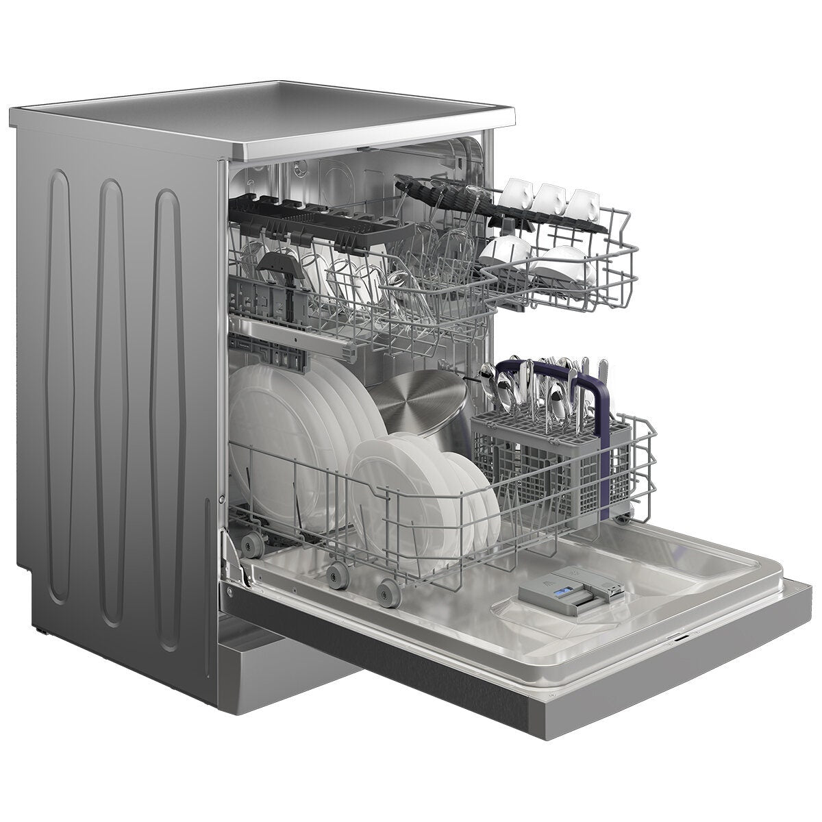 Beko 60cm Freestanding Dishwasher - 14 Place Settings, Stainless Steel, Hygiene Intense - BDFB1410X