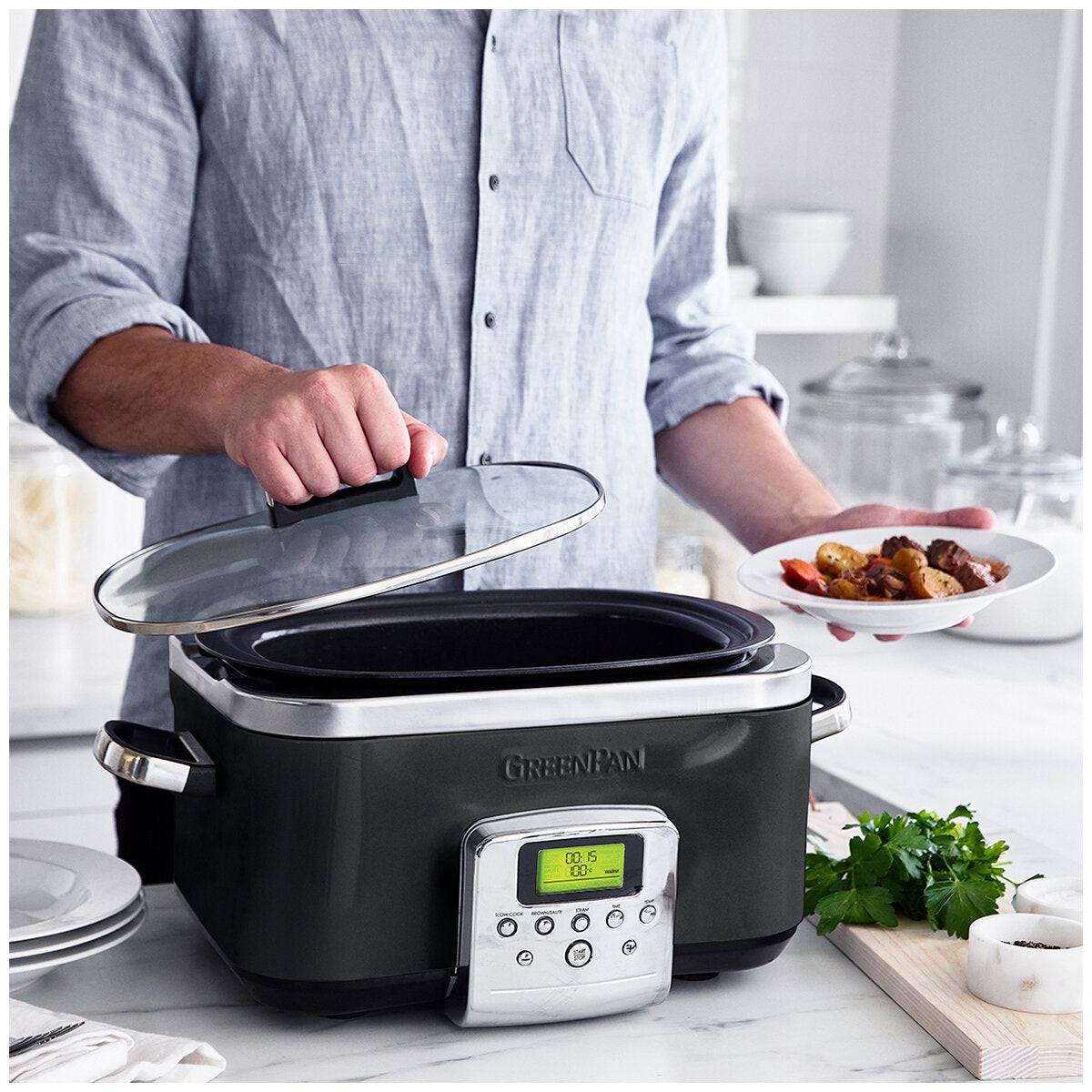 GreenPan Slow Cooker 6L CC005723-003 Black - SuperSaverAU - view 6