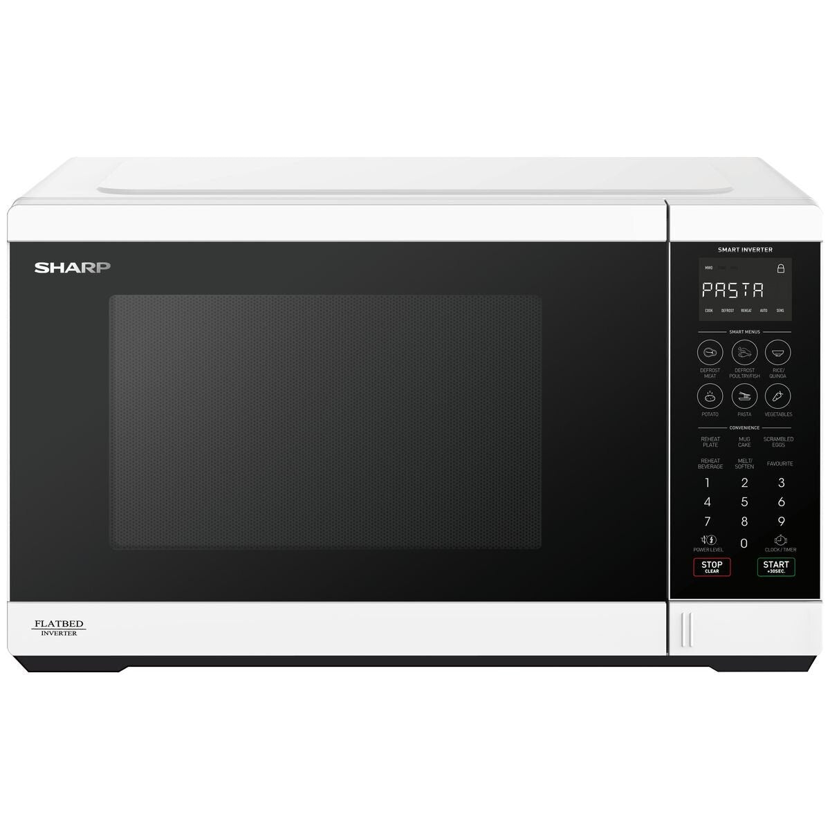 Sharp 32L Flatbed Inverter Microwave Oven - 1200W, White, No Turntable Needed - SM327FHW