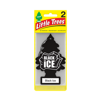 Little Trees Black Ice Hanging Tree Air Freshener 2 Pack - 78mm x 190mm - Long-Lasting Fragrance