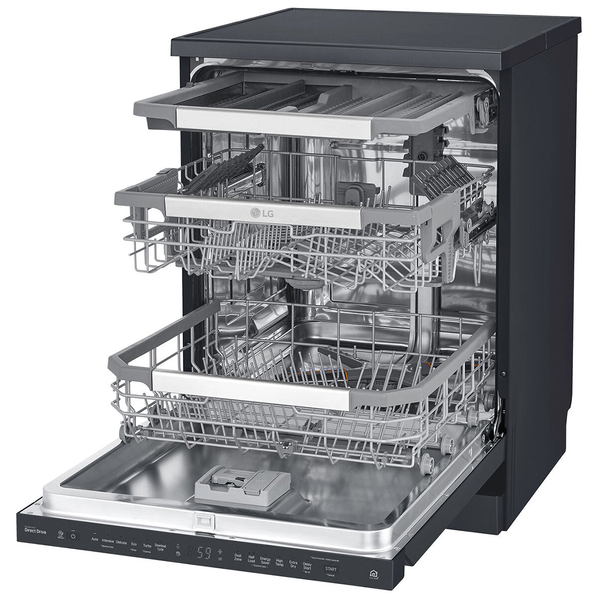 LG QuadWash Freestanding Dishwasher XD3A15MB Matte Black Auto Open Drying - SuperSaverAU - view 3