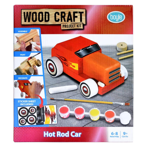 Boyle Wood Craft Project Kit Hot Rod Car - DIY Model - 140mm x 92mm x 70mm - Multi-colour - SuperSaverAU - view 1