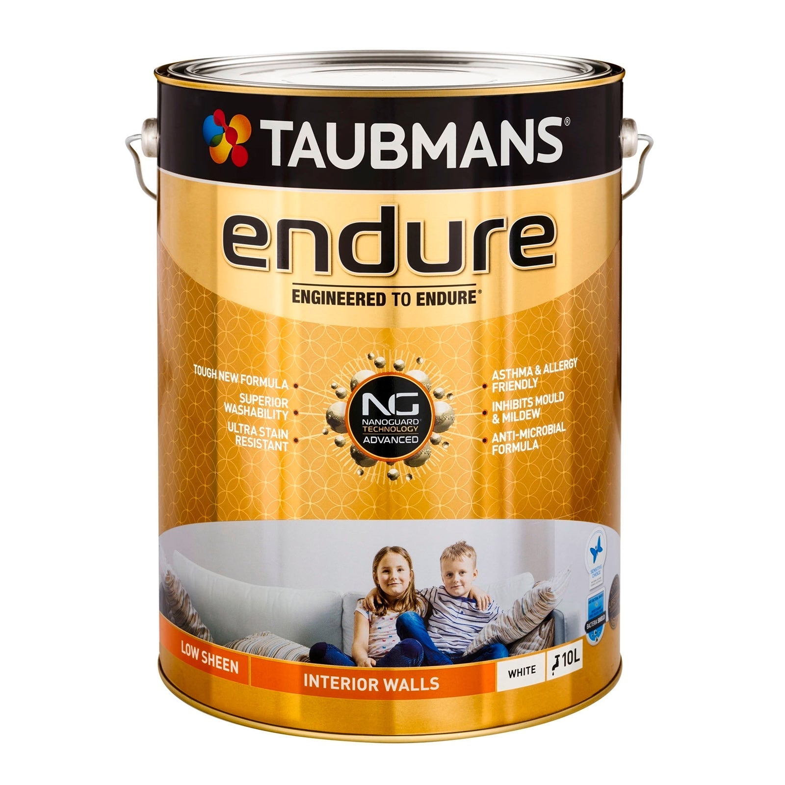 Taubmans 10l White Low Sheen Endure Interior Wall Paint - SuperSaverAU - view 1