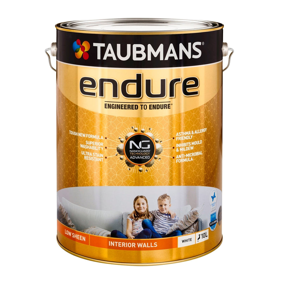 Taubmans 10l White Low Sheen Endure Interior Wall Paint - SuperSaverAU - view 1