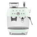 Smeg 50s Style Espresso Machine with Built-in Grinder - 20 Bar, Dual Thermoblock, Pastel Green - EGF03PGAU