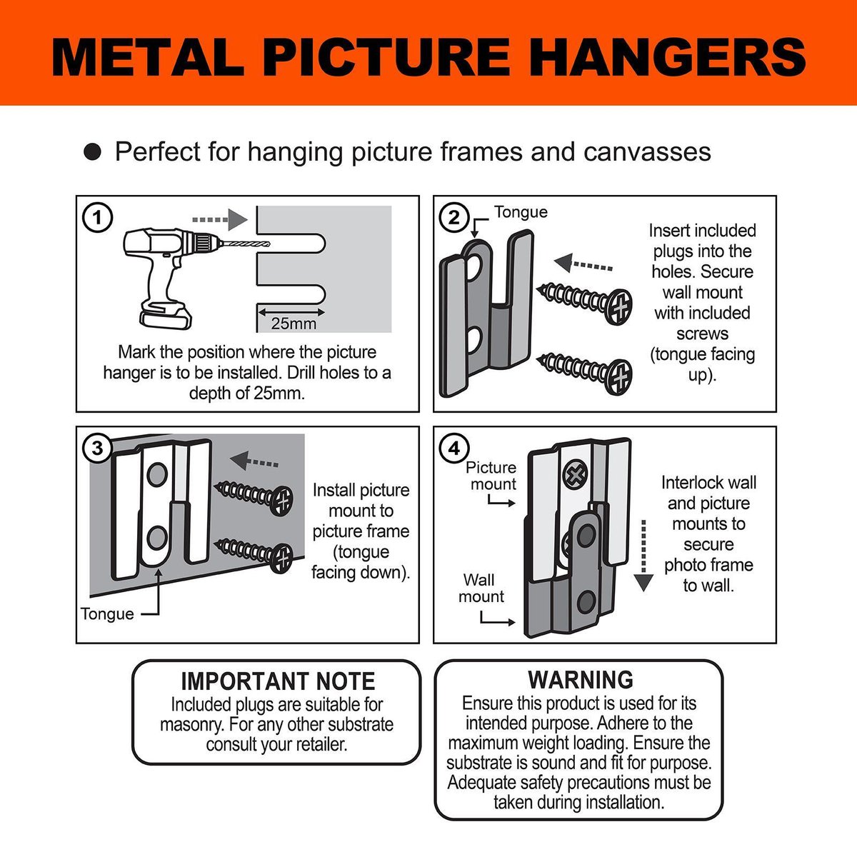 Everhang 11kg Flush Mount Picture Hanger Set - Steel - Easy Install - SuperSaverAU - view 2
