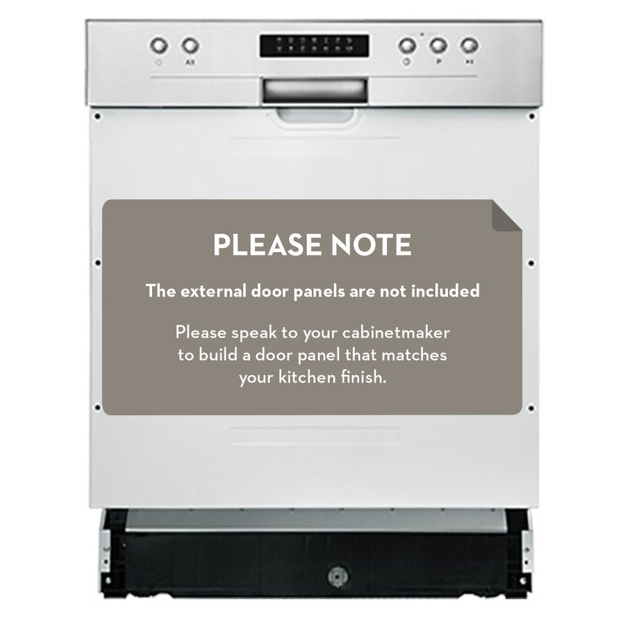 Artusi 60cm Semi-Integrated Stainless Steel Dishwasher - 12 Place Settings, Child Lock - ADWSI601X