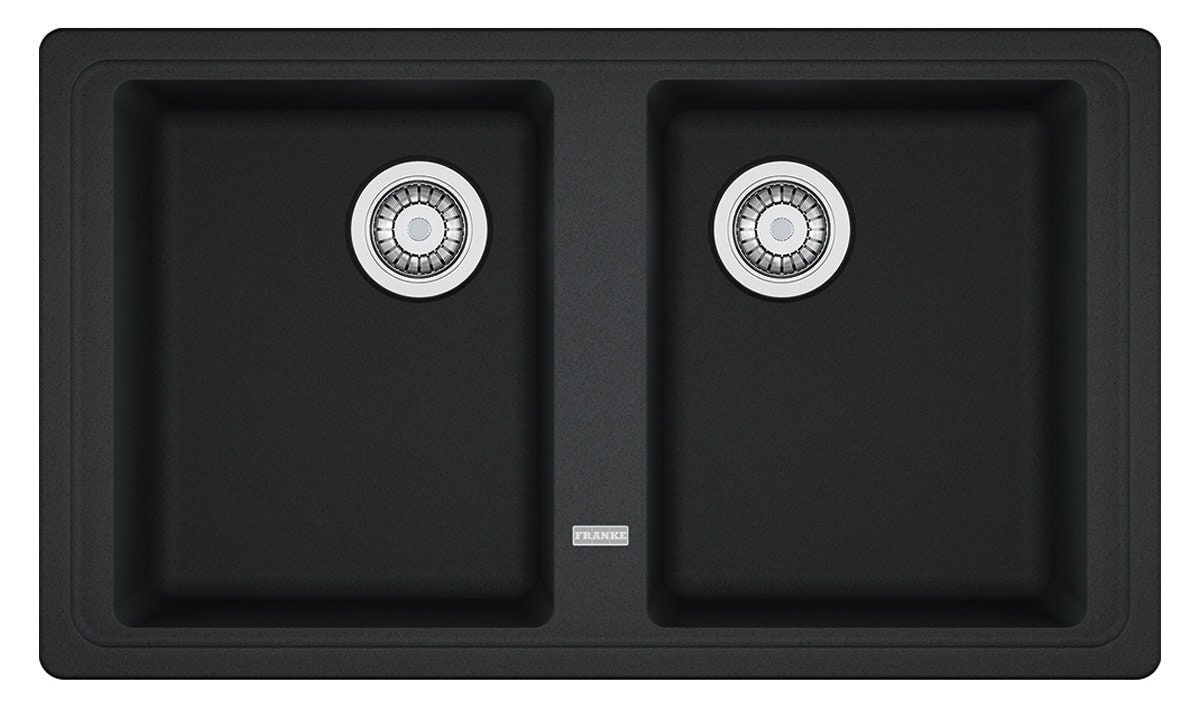 Franke Basis double bowl inset sink 2 x 27L - Fragranite onyx, scratch and stain resistant - BFG620ONYX