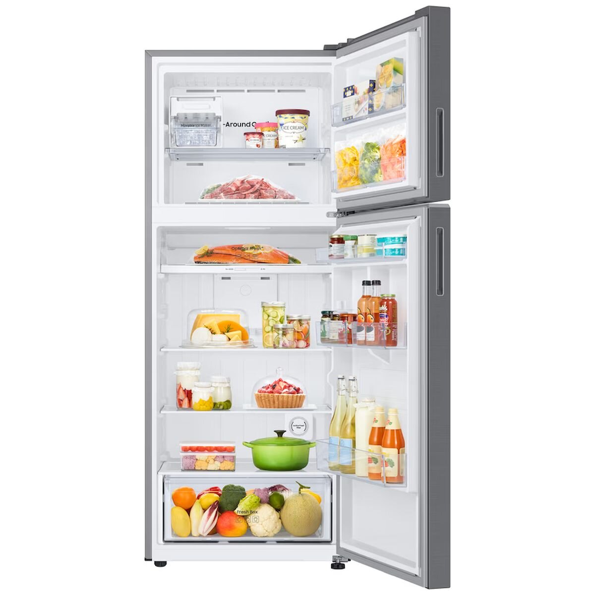 Samsung 415L Top Mount Frost Free Fridge - Refined Inox, 4 Star Energy, SmartThings WiFi - SRT5200S