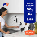 Permastik Black Stainless Steel Mixed Metal Adhesive Hooks 10 Pack