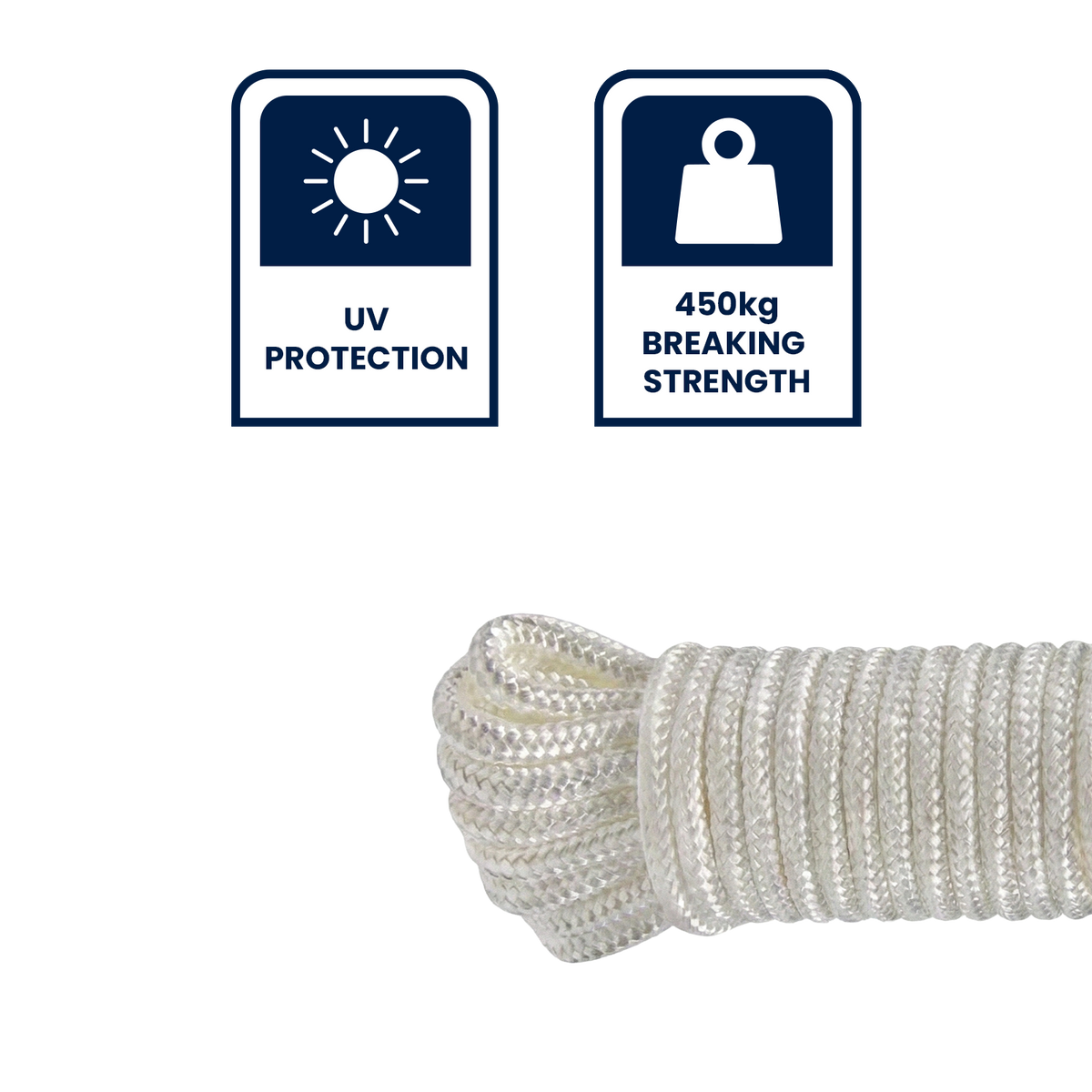 Grunt 5mm x 5m White Nylon Starter Cord 450kg Break Strength
