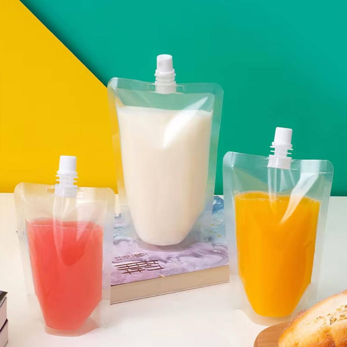 250ml Drink Bags with Nozzle, 50 Pack - Clear - view 5