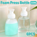 250ml Foaming Soap Dispenser, 6 Pack - Push Pump, White and Clear