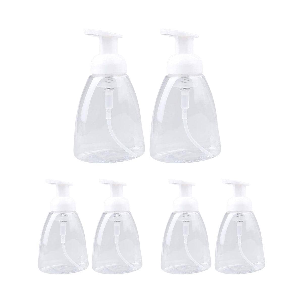 250ml Foaming Soap Dispenser, 6 Pack - Push Pump, White and Clear - view 2
