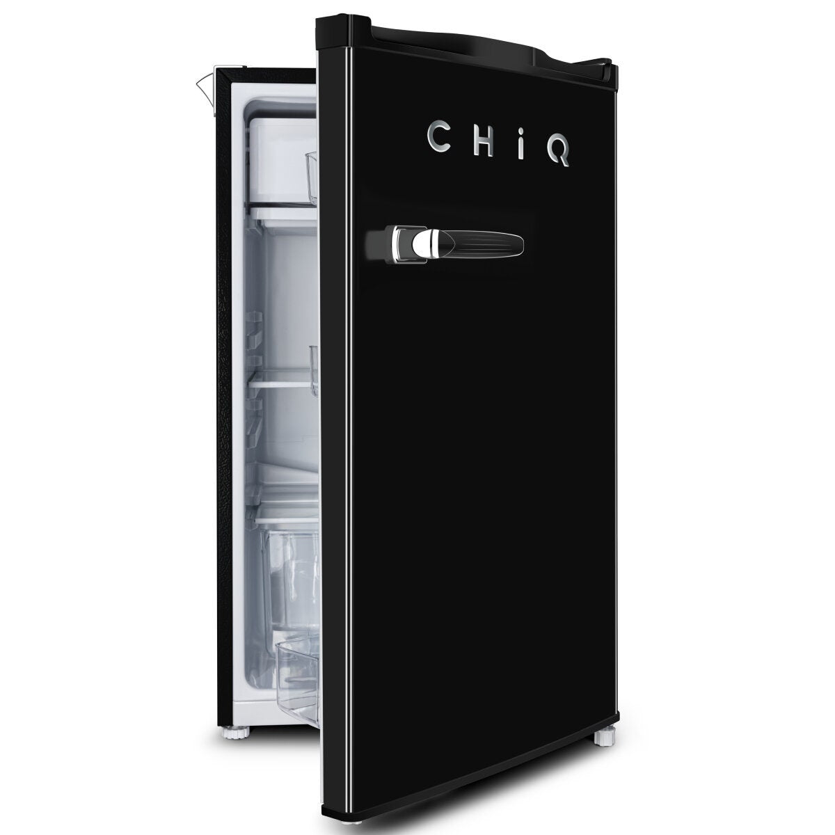 CHiQ 125L retro bar fridge - Black cabinet, reversible door, 3.5 star energy rating - CRSR125DB