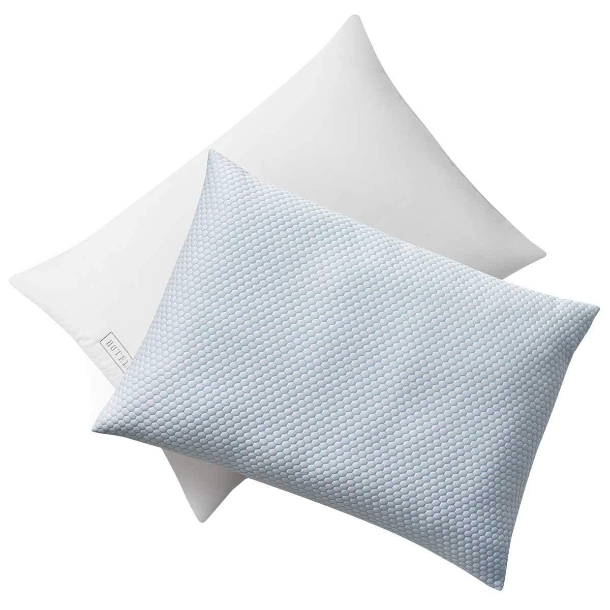 Hotel Grand Reversible Cooling Pillow 2 Pack - Cool to the Touch Fabric, Reversible for Summer & Winter, Medium Firm Density, DuraLOFT Filling