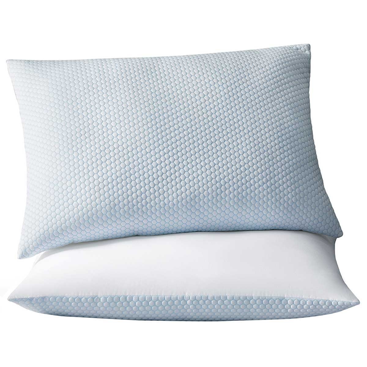 Hotel Grand Reversible Cooling Pillow 2 Pack - Cool to the Touch Fabric, Reversible for Summer & Winter, Medium Firm Density, DuraLOFT Filling