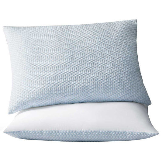 Hotel Grand Reversible Cooling Pillow 2 Pack - Cool to the Touch Fabric, Reversible for Summer & Winter, Medium Firm Density, DuraLOFT Filling