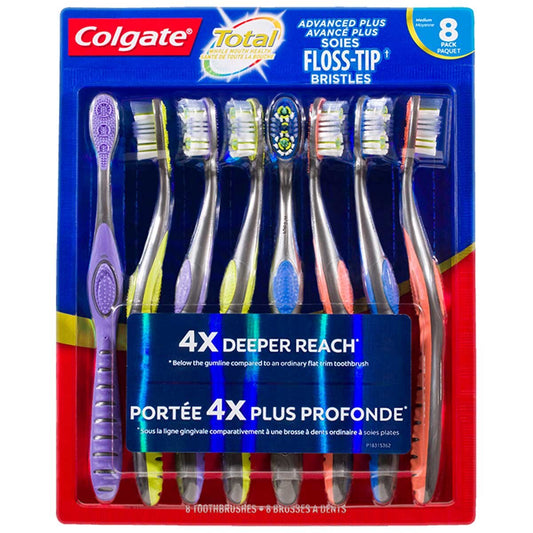 Colgate 360° Floss Tip Manual Toothbrush 8 Pack Medium