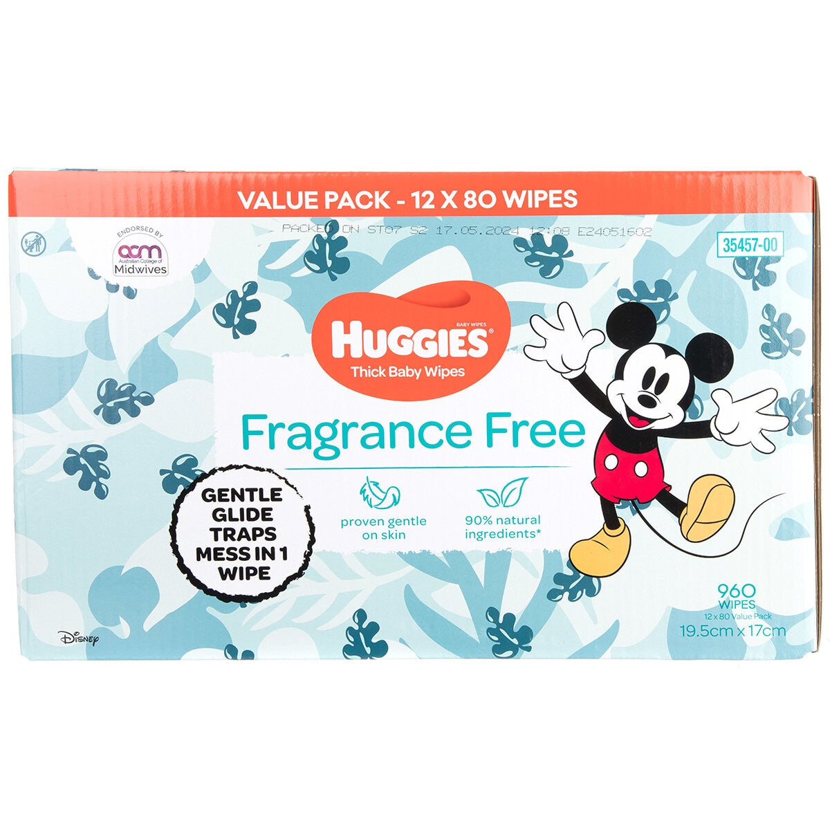 Huggies Fragrance Free Baby Wipes 24 x 80 Wipes