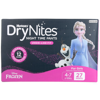 Huggies DryNites Night Time Pants 4-7 Years 2 x 27 Pants Girls