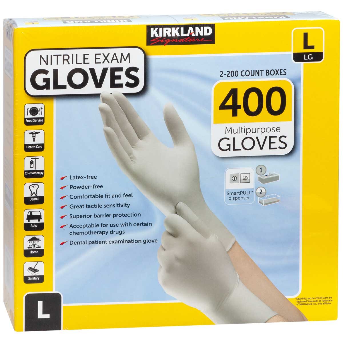 Kirkland Signature Large Nitrile Exam Gloves 2 x 200 Count - SuperSaverAU - view 1