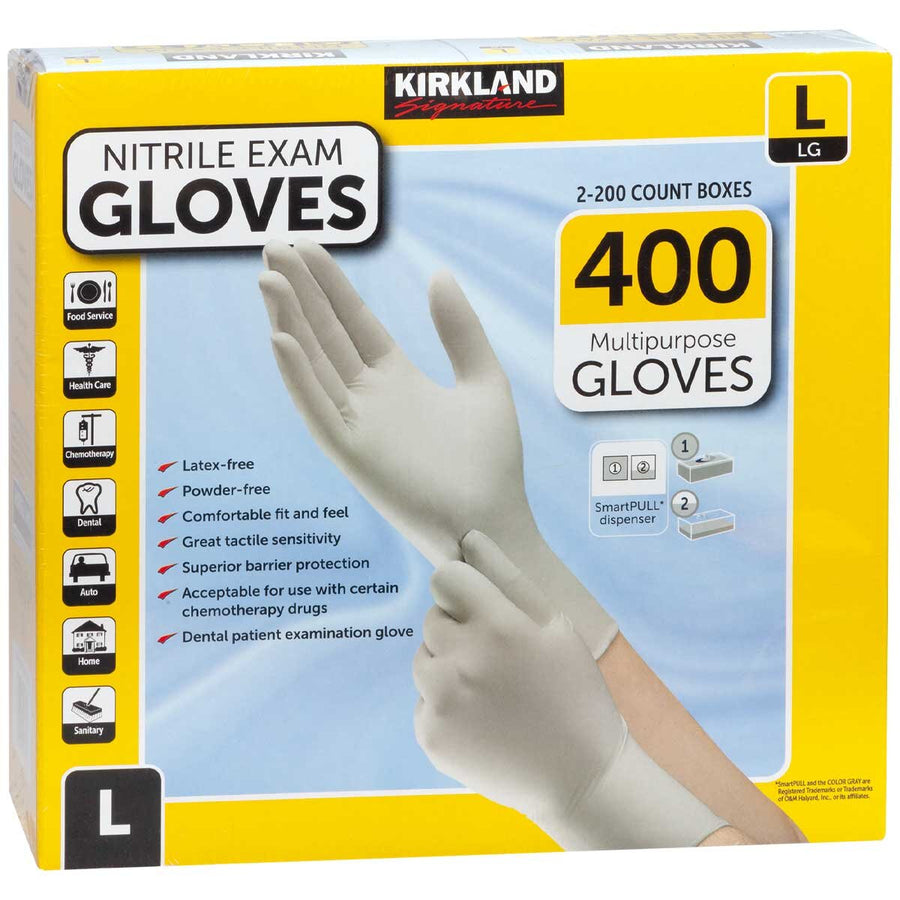 Kirkland Signature Large Nitrile Exam Gloves 2 x 200 Count - SuperSaverAU - view 1