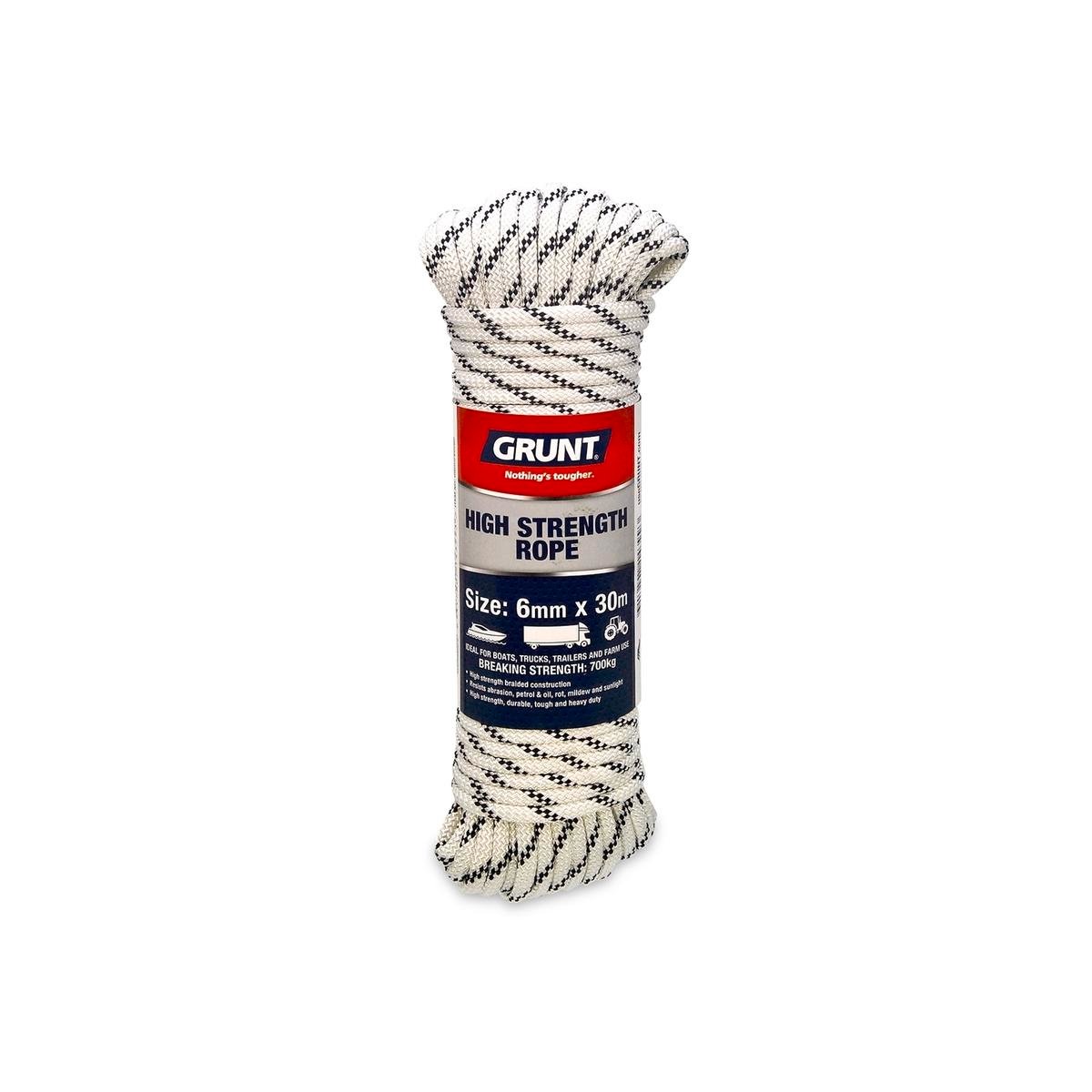 Grunt High Strength Rope 6mm x 30m Polyester Durable Heavy-Duty - SuperSaverAU - view 1