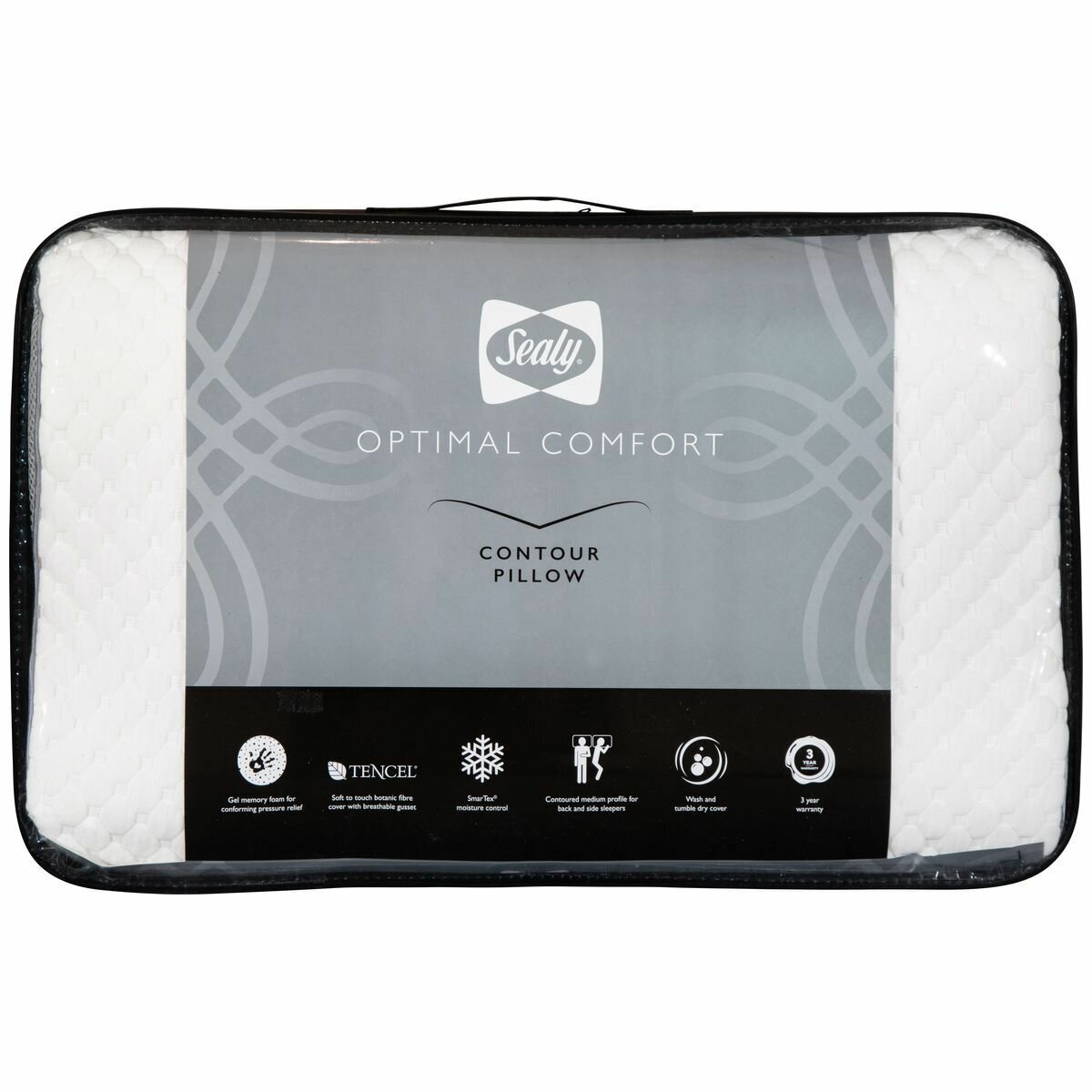Sealy Optimal Comfort Contour Pillow - Gel Infused Memory Foam, Tencel Cover - SEAPLW-OPTCMFT-CONT