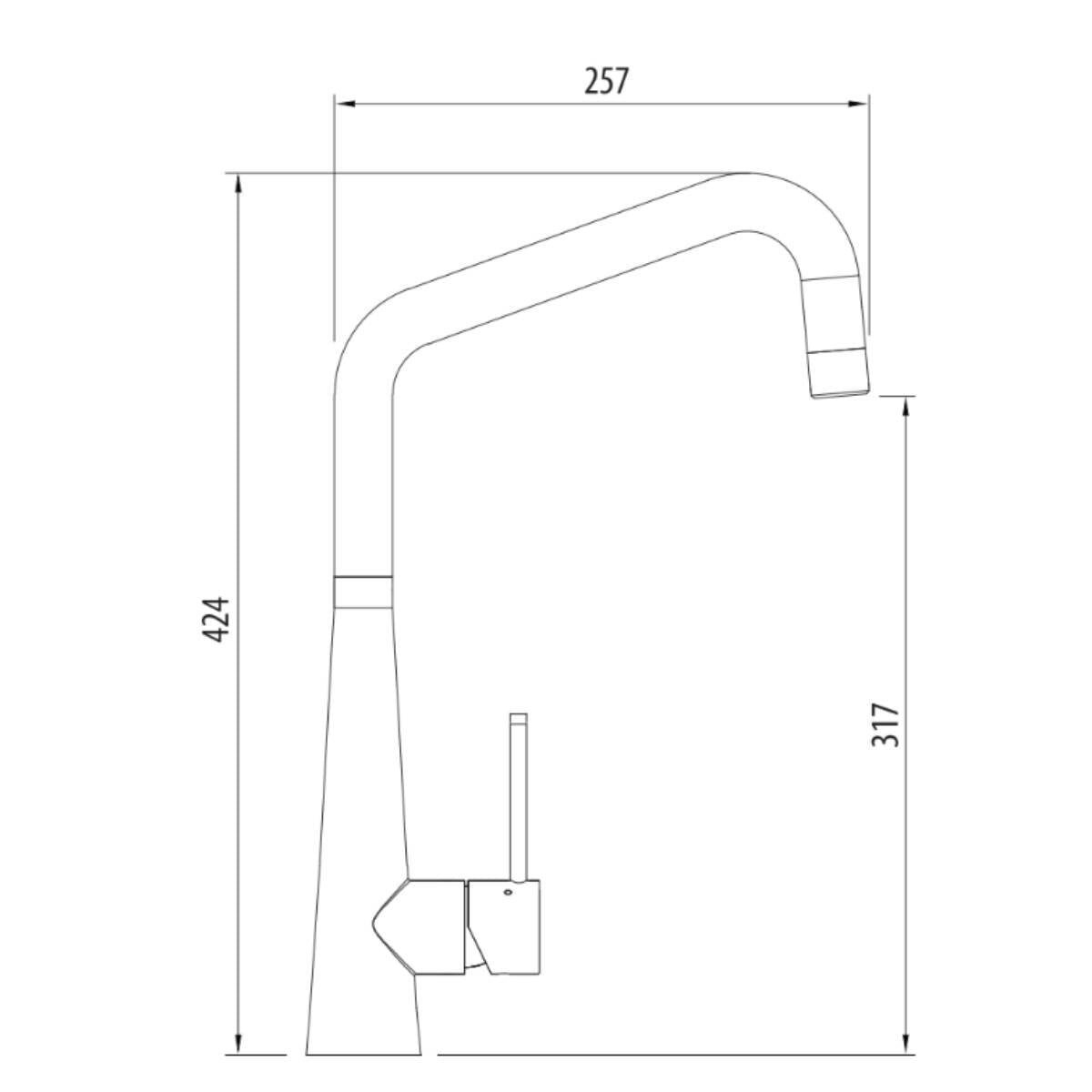 Oliveri Essente square gooseneck mixer tap - Stainless Steel, 316 grade, WELS 5 Star - SS31670