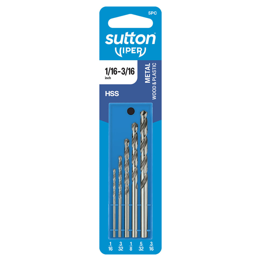 Sutton Tools Viper Imperial Drill Bit Refill Set, 1/16" to 3/16", 5 Piece