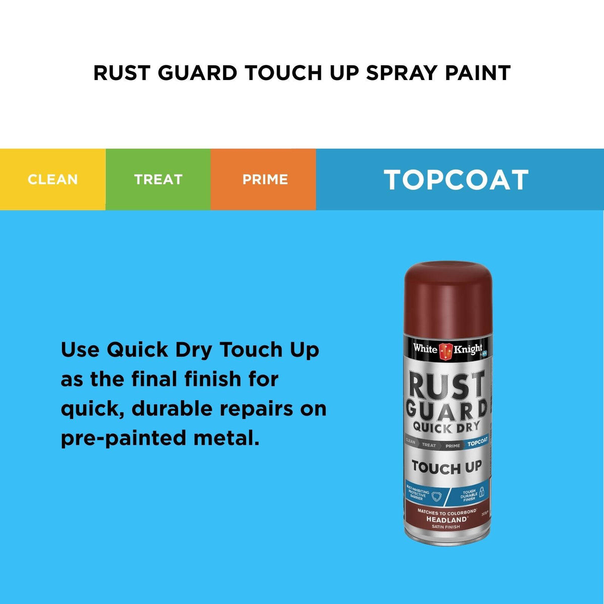 White Knight Rust Guard Headland Satin Touch Up Spray Paint 300g