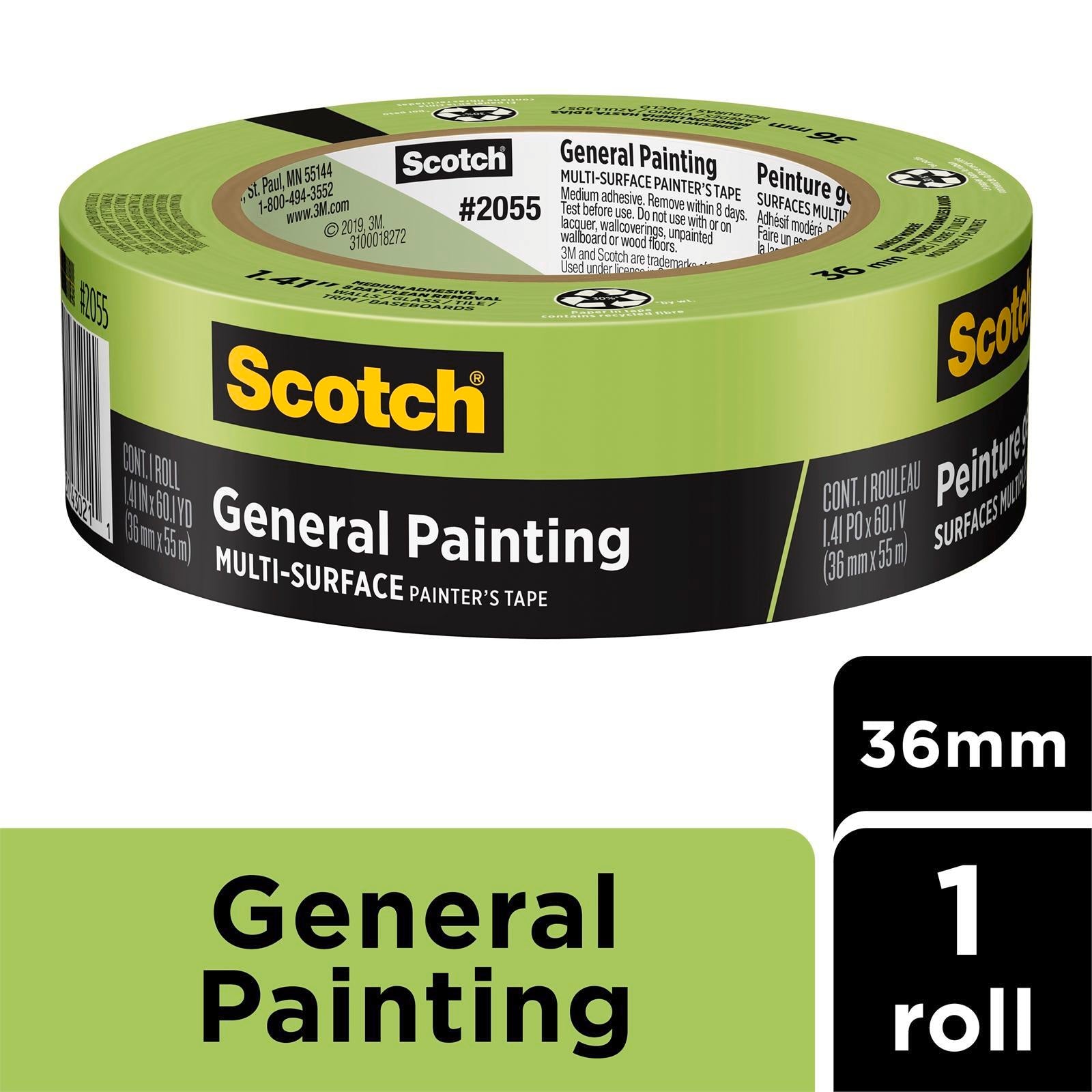 Scotch 36mm x 55m General Painting Masking Tape Paper Medium Adhesion
