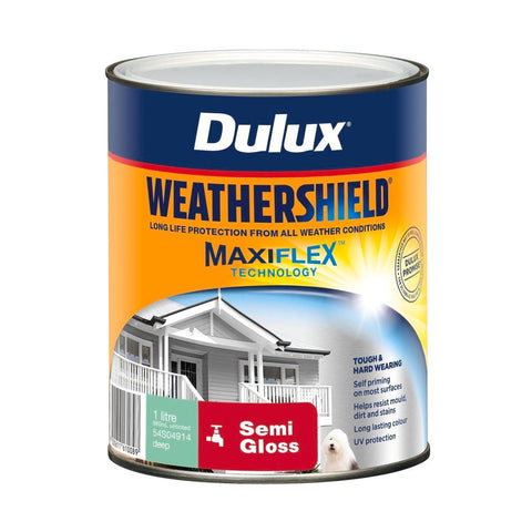 Dulux Weathershield Semi Gloss Deep Exterior Paint 1L - 110mm x 137mm - SuperSaverAU - view 1