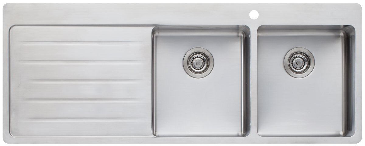 Oliveri Sonetto double bowl topmount sink with left-hand drainer - 304 stainless steel - SN1072
