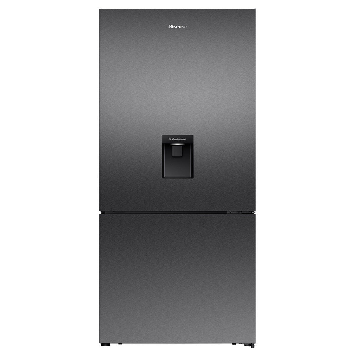 Hisense 500L PureFlat Bottom Mount Fridge - Non-Plumbed Water Dispenser, Dark Stainless Steel - HRBM500TBW