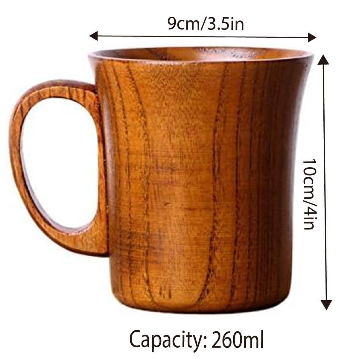 260ml Wooden Mug - Solid Wood Tea Cup, 9 x 10 cm - view 3