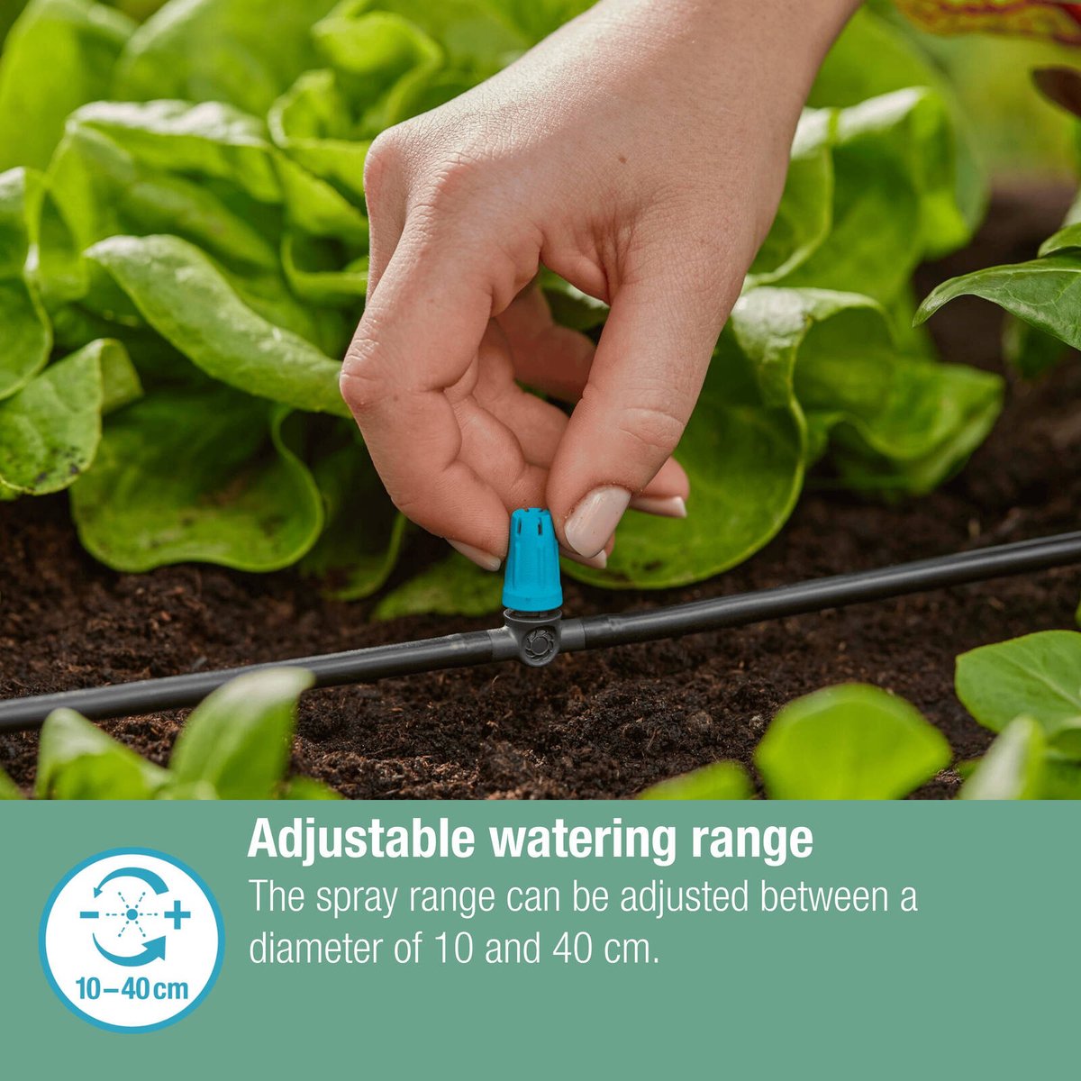 Gardena Micro Irrigation Small Area Spray Nozzle 10 Pack - 10-40 cm Radius - Black/Turquoise - SuperSaverAU - view 5