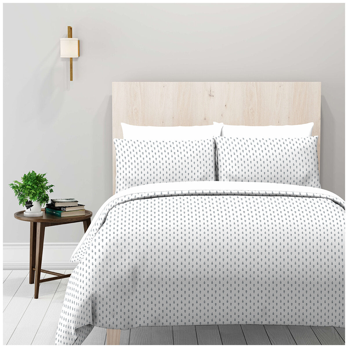 Natural Earth 300 Thread Count Organic Cotton Sheet King Set 4 Piece Stylised Leaves